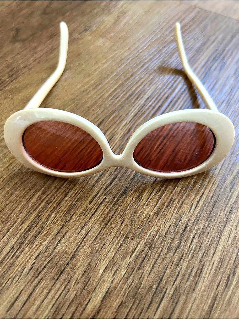 Janie and Jack Girls Cream Retro Oval Sunglasses Pink Logo